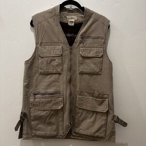 LL BEAN women's Thinsulate Quilt Flannel Lined Utility‎ Vest Sz M Camping Oudoor